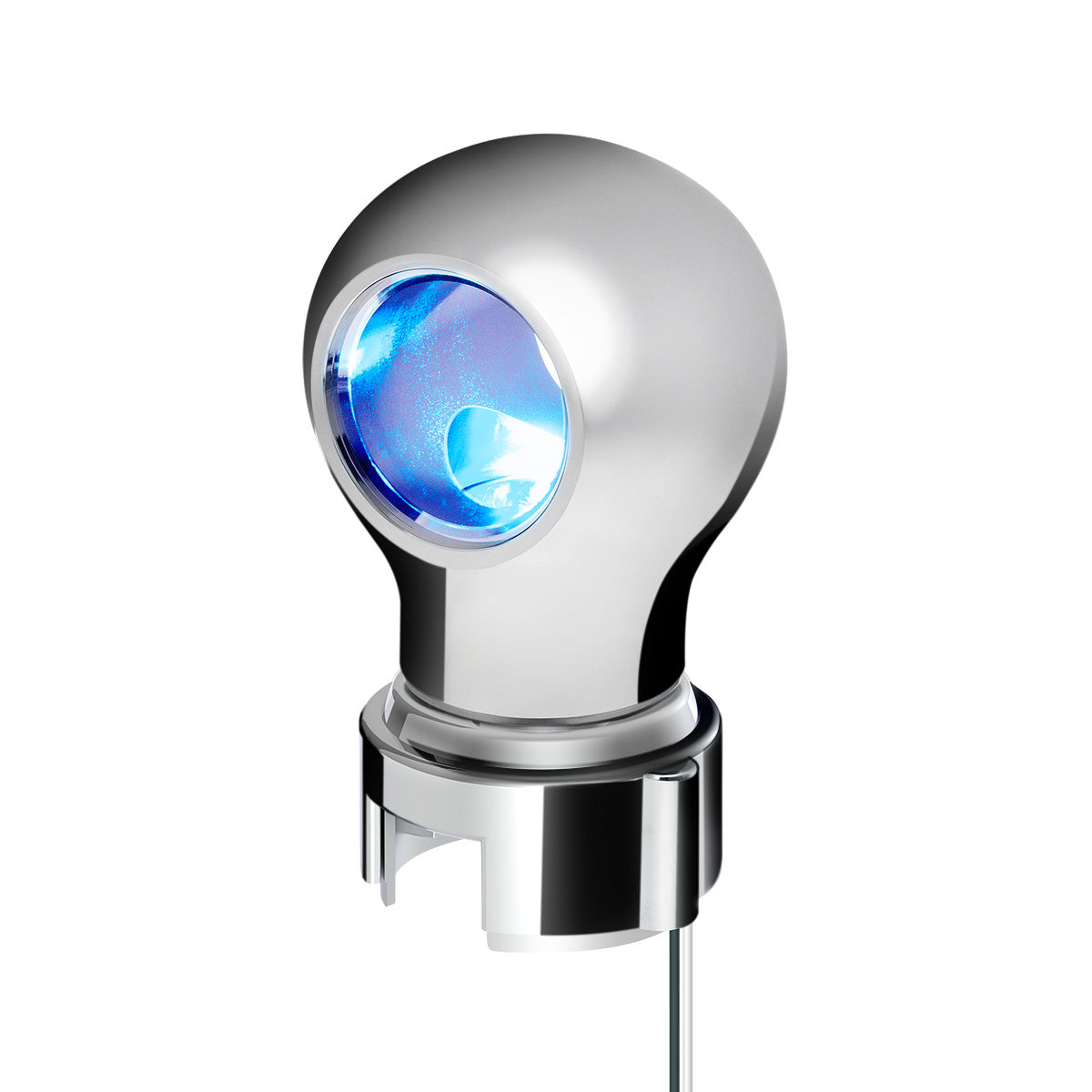 Thread-On Chrome Charlotte Style Gearshift Knob With LED 13/15/18 Speed Adapter-Blue LED