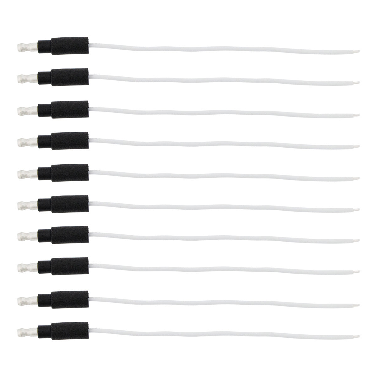 6" Single Lead Wire With .180 Bullet Termination & Stripped End - White (10 Pcs)