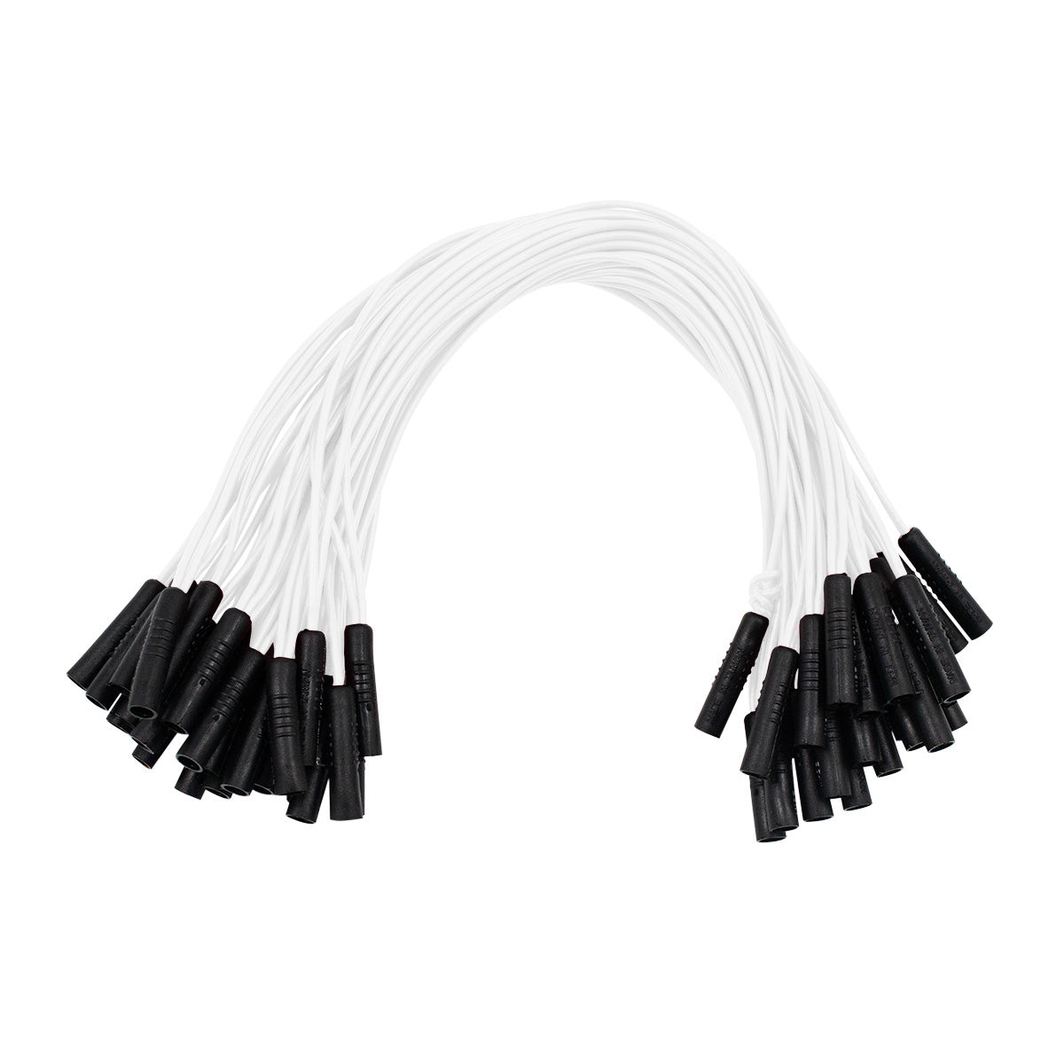 0.180" Female Plug White Wire Harness With 50 Plugs-12" Lead (Bulk)