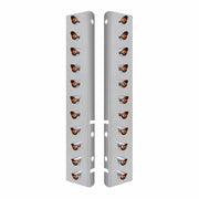 SS Front Air Cleaner Bracket With 22X 3 Amber LED 3/4" Mini Lights & Visors For Peterbilt-Clear Lens