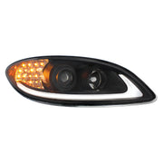 Black Projection Headlight With LED Turn Signal & Light Bar For 2006-2017 International Prostar - Passenger