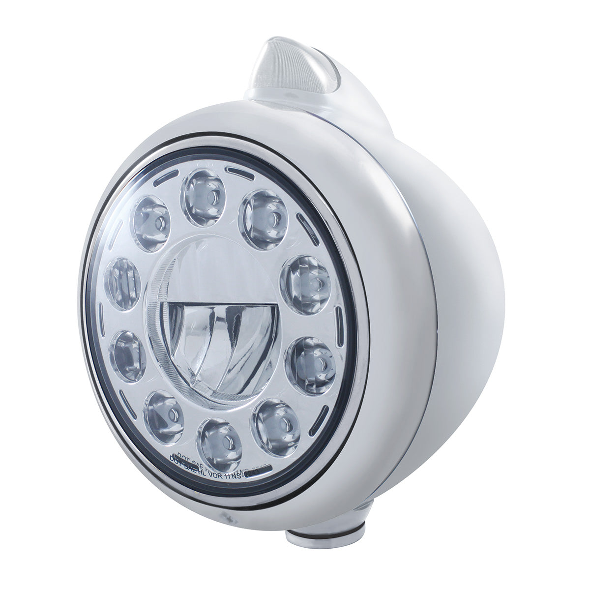 Stainless Steel Guide 682-C Headlight 11 LED Bulb & Original Style LED Signal - Clear Lens