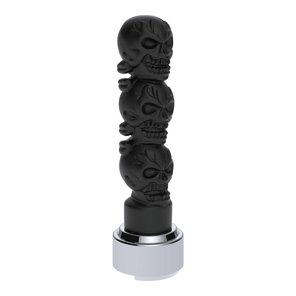 Thread-On 3-Skulls Gearshift Knob With Adapter For Eaton-Fuller 9/10 Speed Shifter-Matte Black