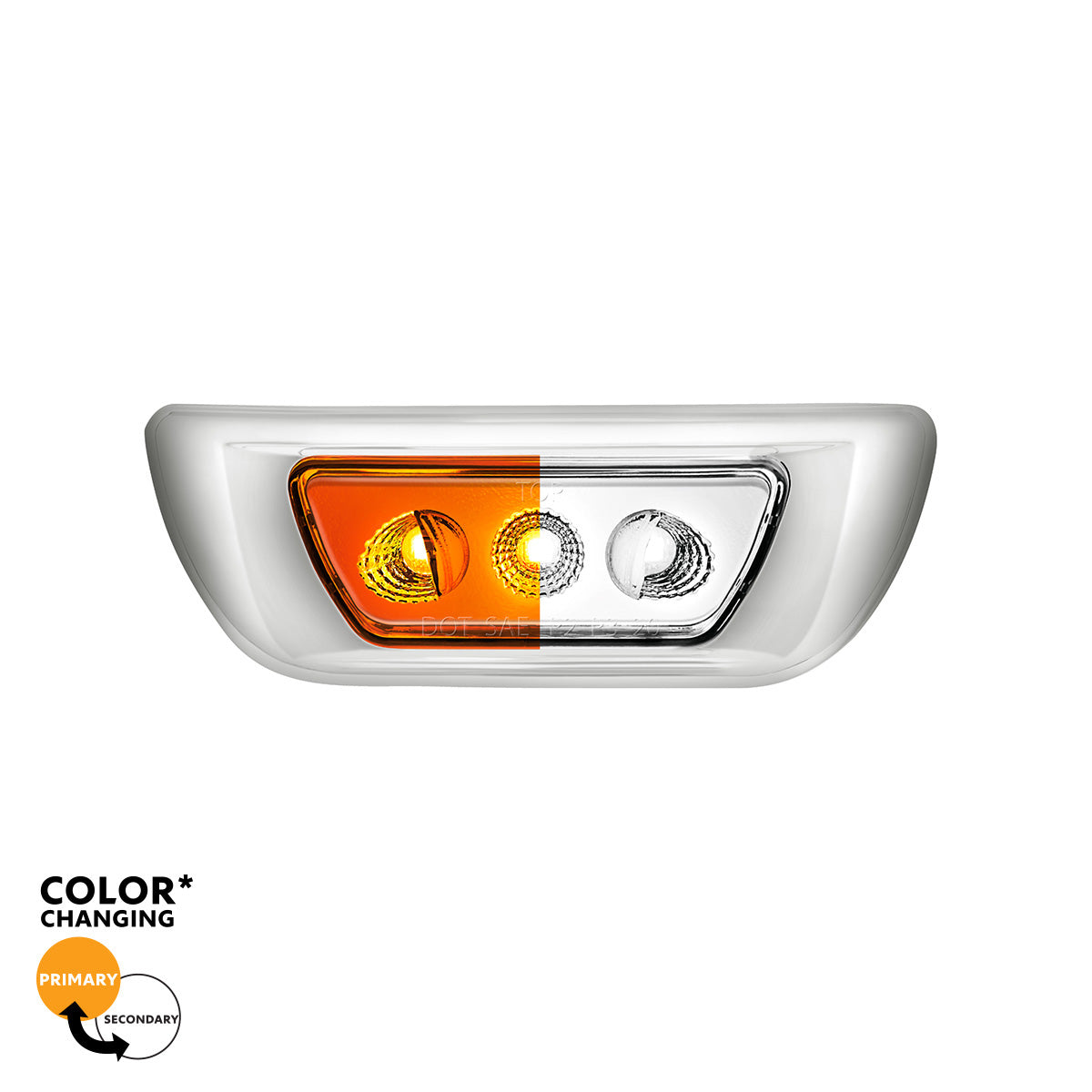 3 LED Double Fury Cab Light For 2013-2021 Kenworth T680 & 2012-2021 Peterbilt 579-Amber & White LED