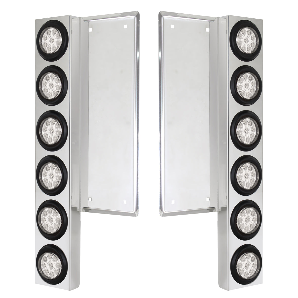 FL SS Front Air Cleaner Bracket With 12X 9 LED 2" Reflector Lights -Amber LED/Clear Lens