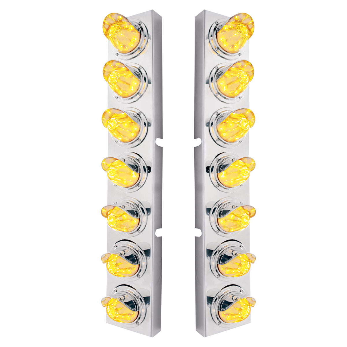 SS Front Air Cleaner Brkt With 14X 11 Amber LED Watermelon Light & Visor Bezel For KW Trucks-Clear Lens