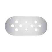 Stainless Steel Above Door Dome Light Plate With 8 x 3/4" Mini Light Cutouts For Kenworth & Peterbilt Trucks