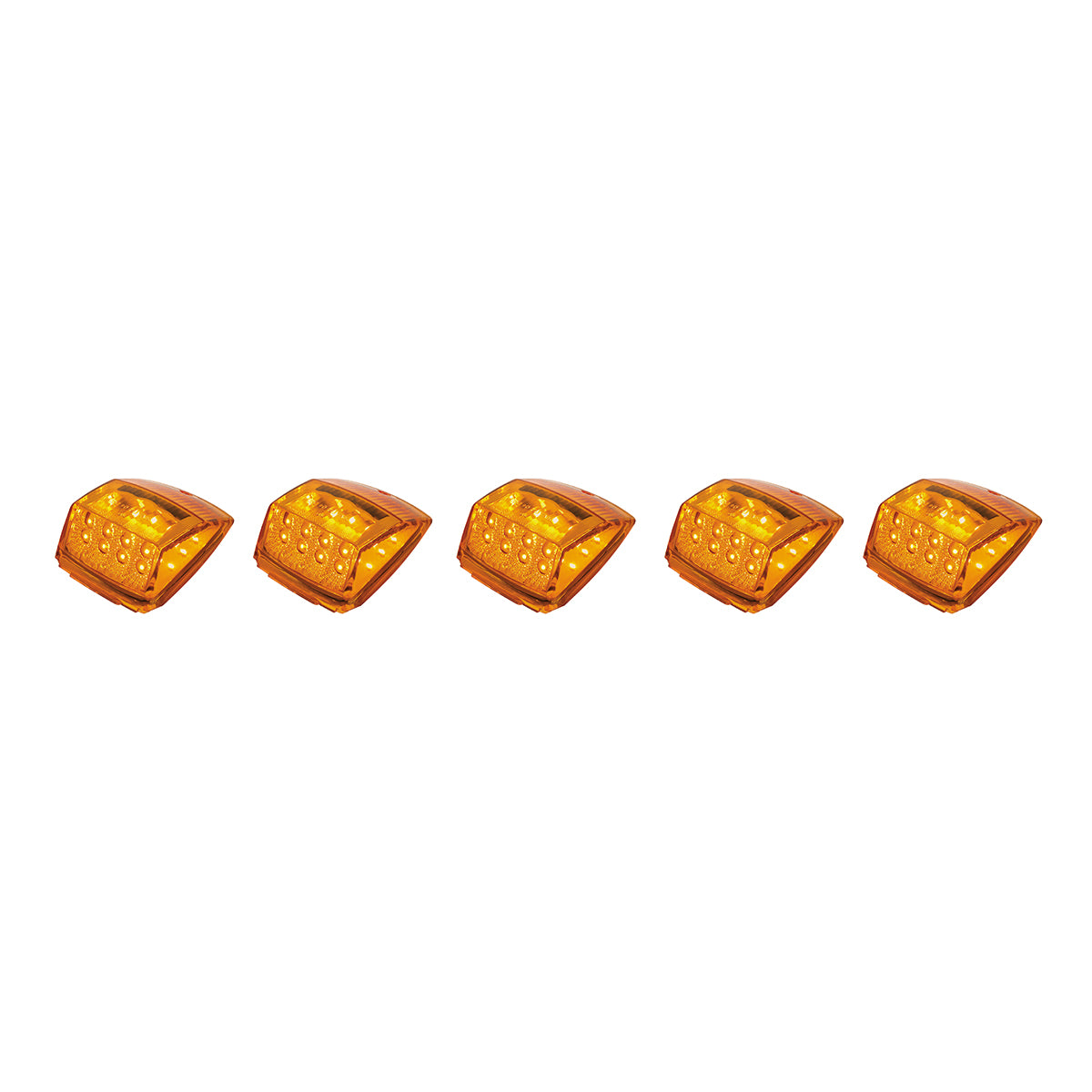 17 LED Reflector Square Cab Light - Amber LED/Amber Lens (5-Pack)