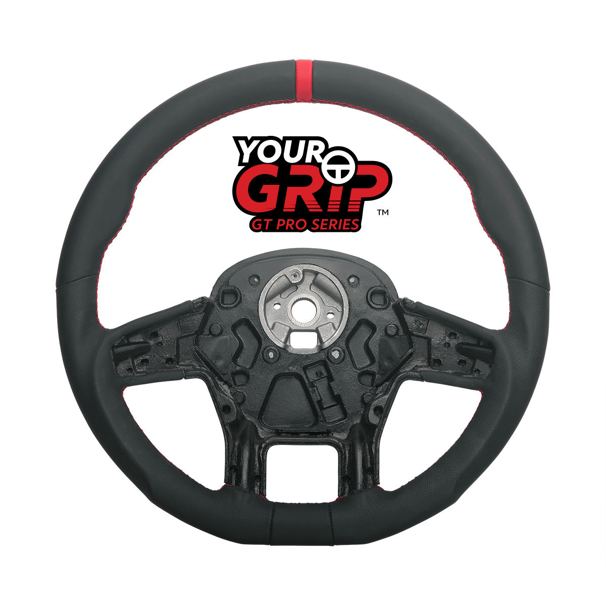 18" YourGrip GT PRO Leather Steering Wheel For 2012-2021 Peterbilt 579 & 2013-2021 Kenworth T680-Black