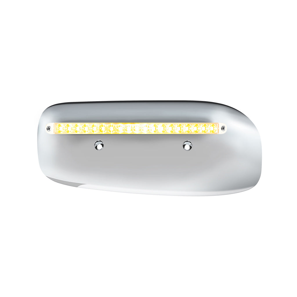 19 LED Rear Headlight Housing Cover For 2008-2023 Peterbilt 389 (Driver)-Amber LED/Clear Lens