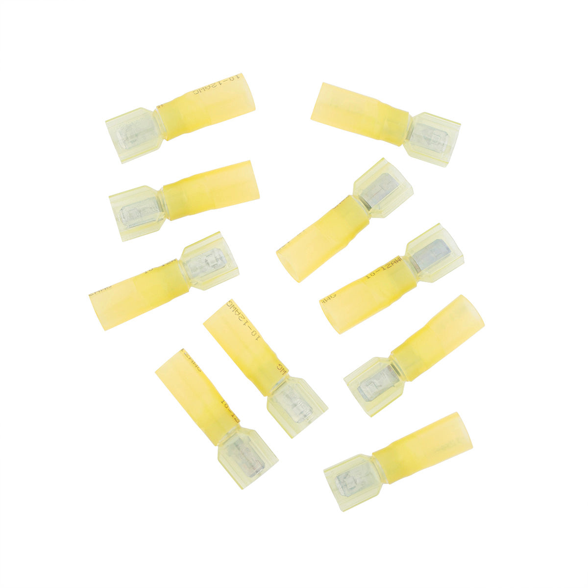 12-10 AWG .250 Tab CS Fully Insulated Heat Shrink M Disconnect - Yellow (10-Pack)