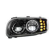 High Power LED Blackout Headlight With 8 LED Turn & 4 LED Position Light For 2008-2024 Peterbilt 389-Driver