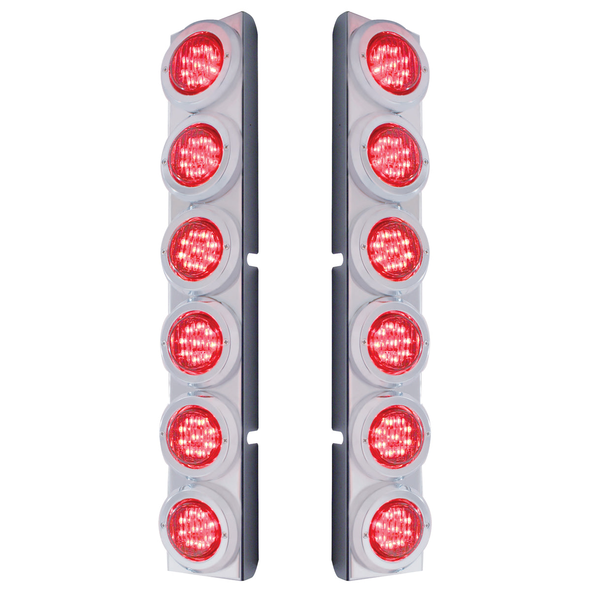 Rear Air Cleaner Bracket With 12 Flat LED Lights & Bezel For Peterbilt- Red LED/Red Lens