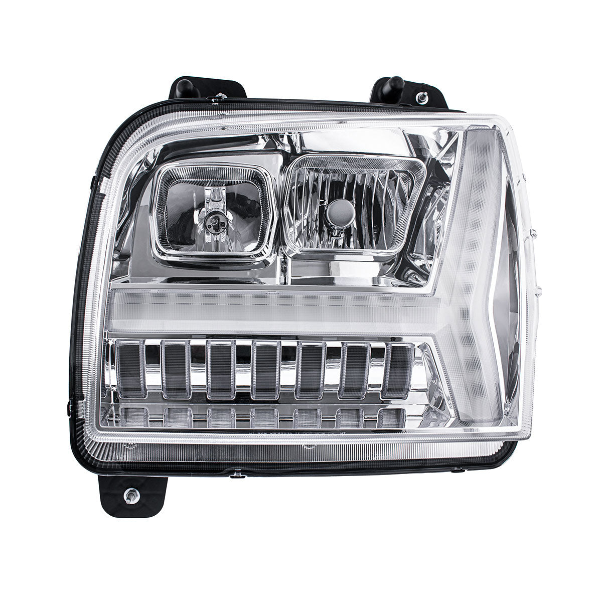 Chrome Headlight With LED DRL Light Bar & Turn Signal For 2018-2024 Kenworth W990-Driver