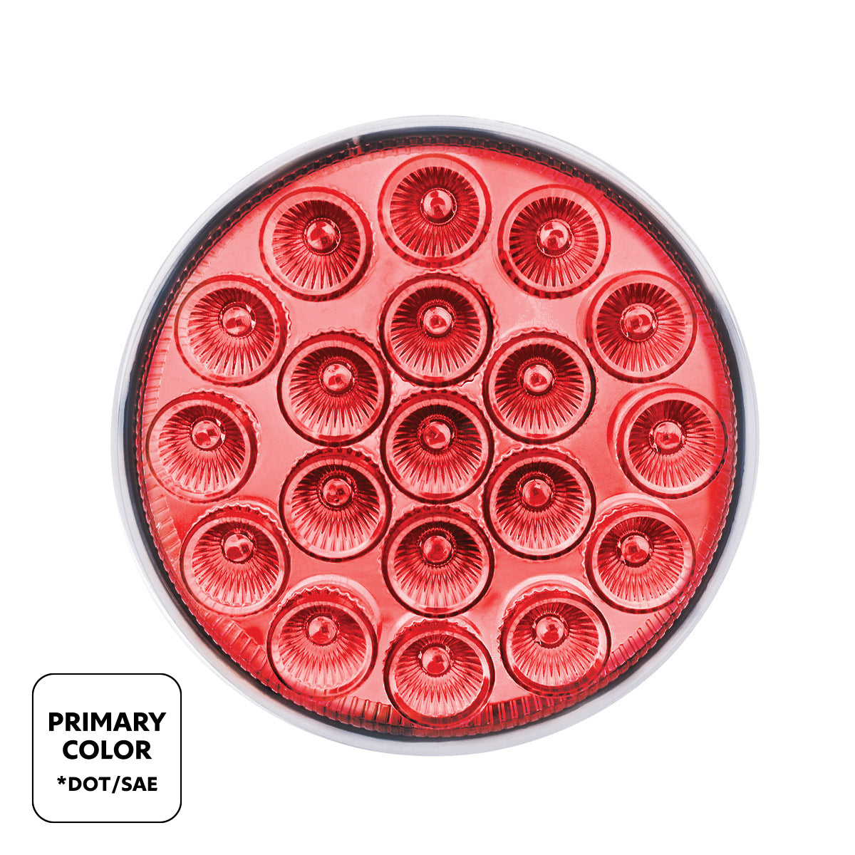 19 LED 4" Round Double Fury Light (Stop & Turn) - Red & White LED/Clear Lens