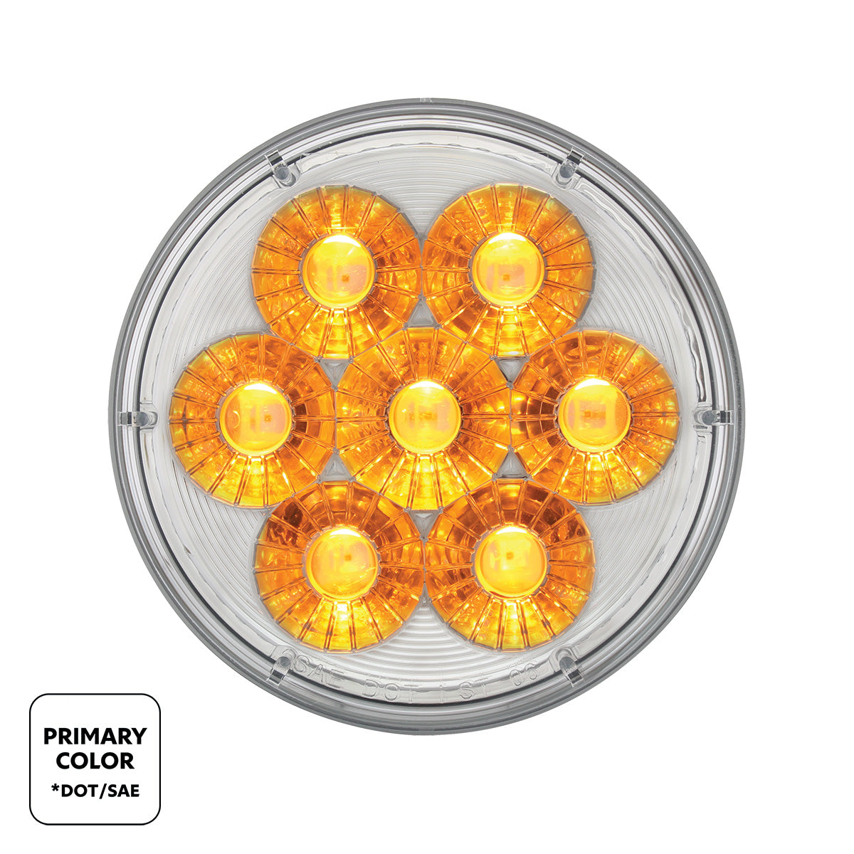 14 LED 4" Round Double Fury Light (Turn Signal) - Amber & Blue LED/Clear Lens