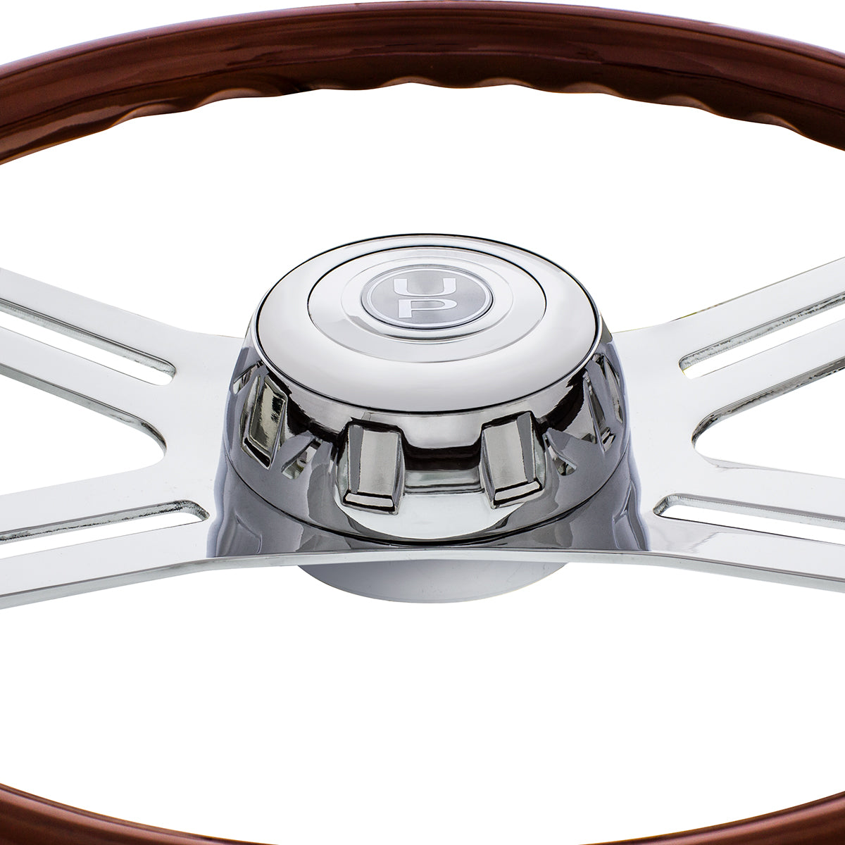 18" Blade Style Wood Steering Wheel With Hub & Horn Button Kit For Peterbilt (2006+) & Kenworth (2003+)