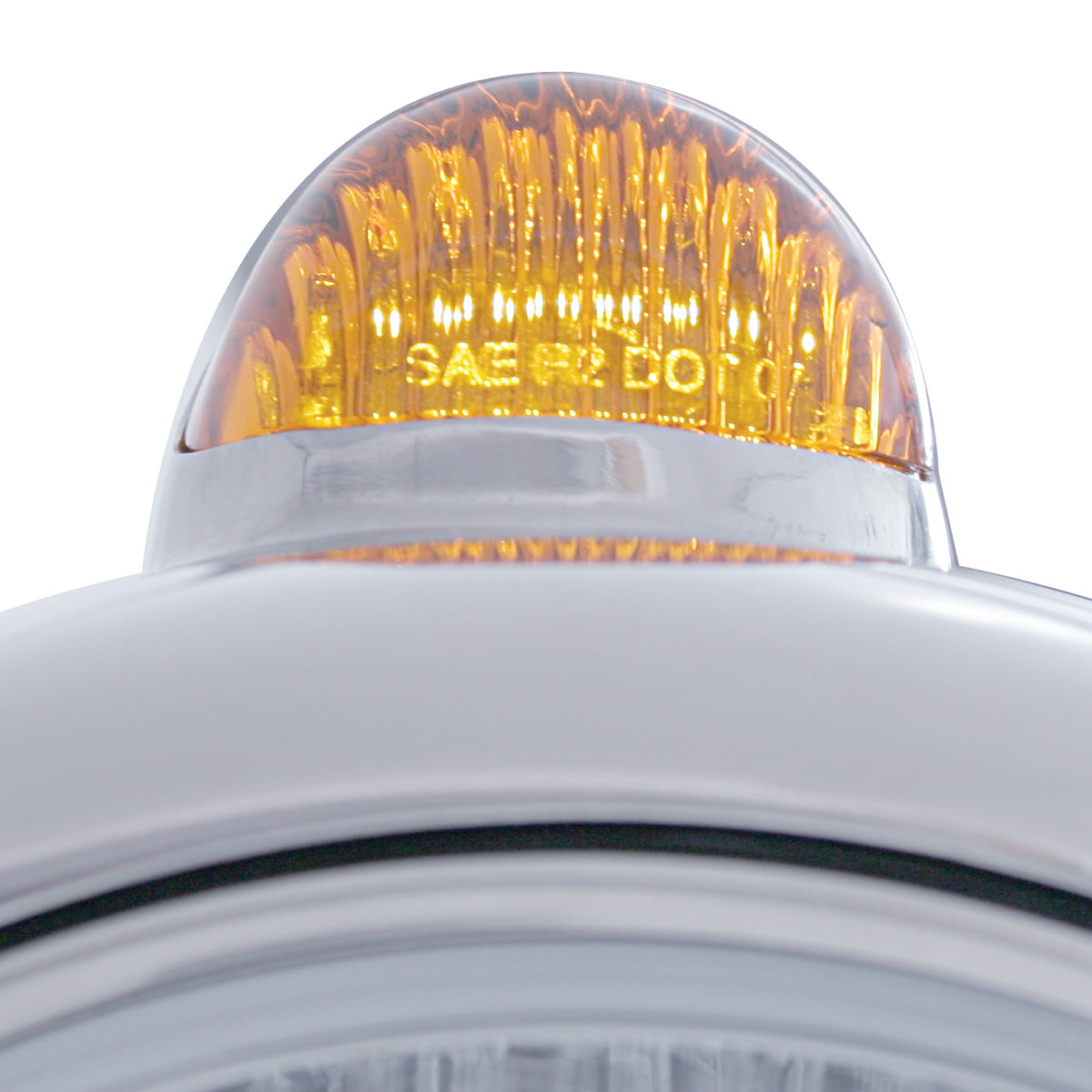 Stainless Steel Guide 682-C Headlight Crystal H4 & Dual Mode LED Signal - Amber Lens