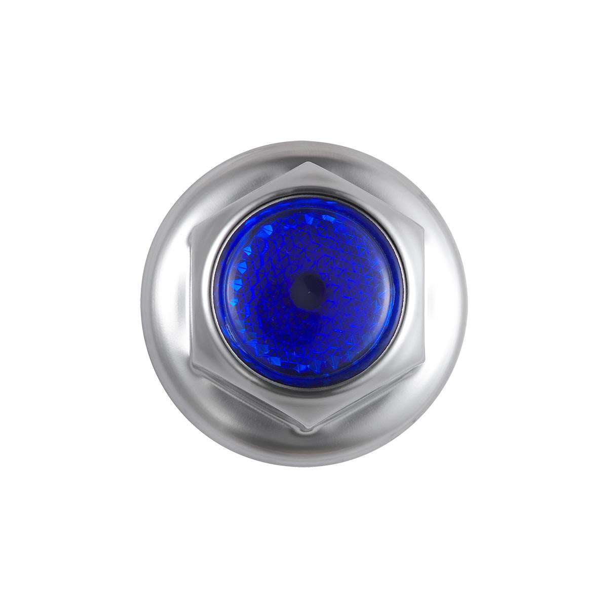 33mm X 2" Chrome Steel Reflector Nut Cover With Flange - Blue (50 Pcs)