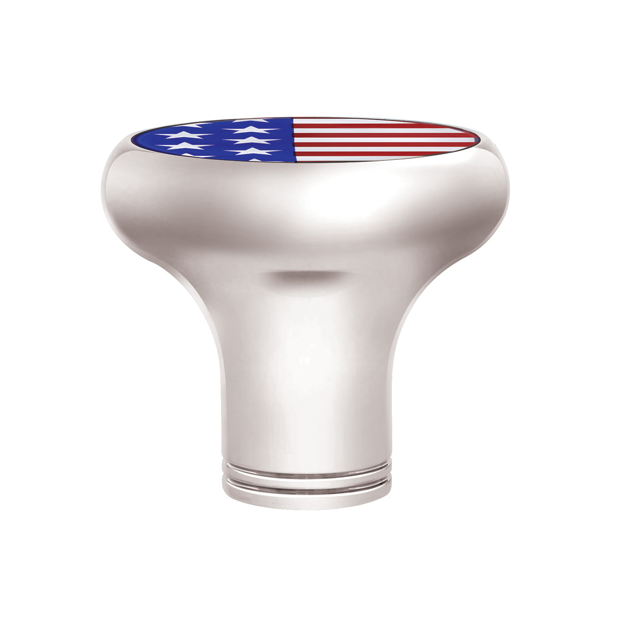 1/2"-13 Thread-On Gearshift Knob With USA Flag Sticker - Chrome