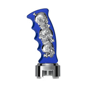 Thread-On Skulls Pistol Grip Gearshift Knob With 13/15/18 Speed Adapter - Indigo Blue/Chrome