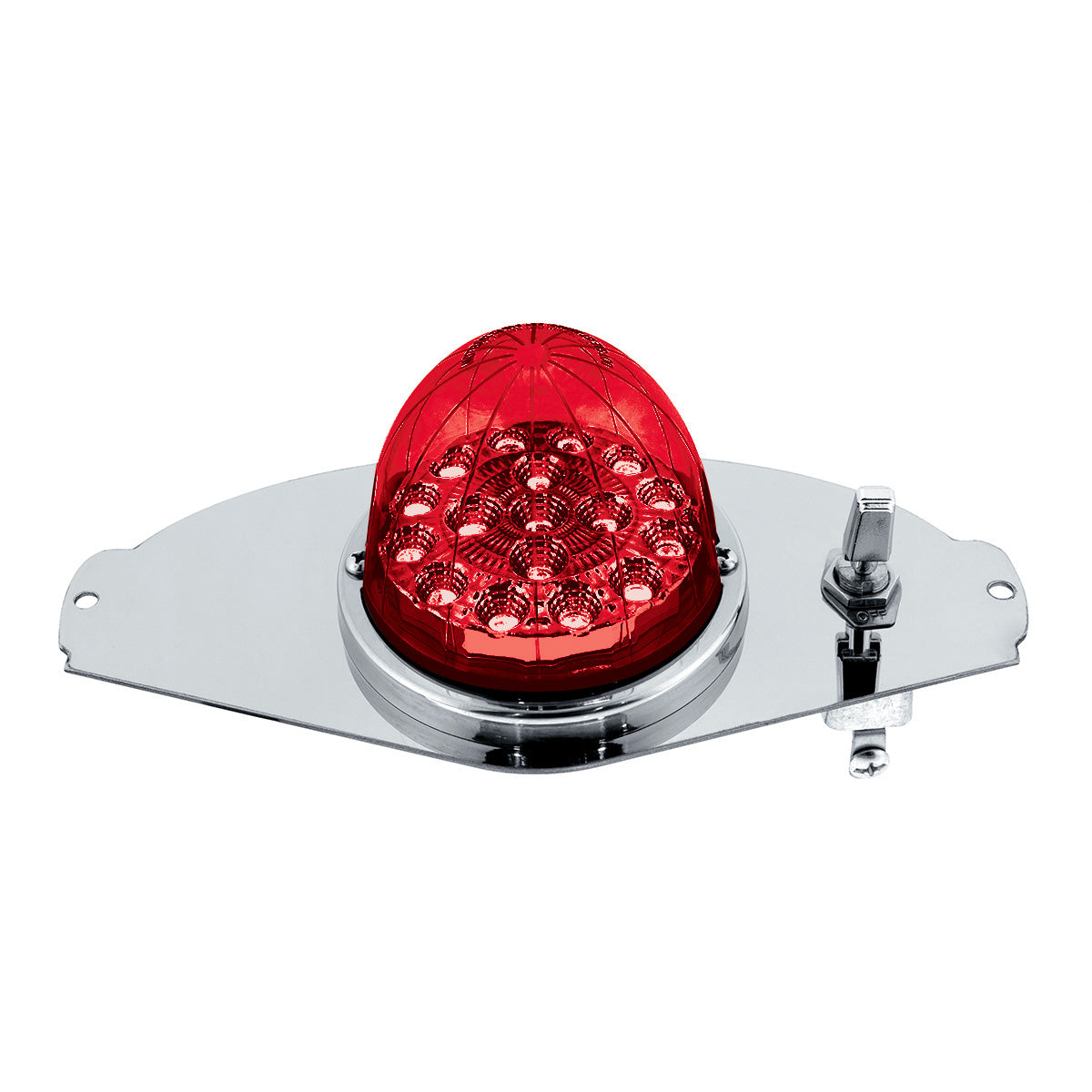 304 SS Above Door Dome Light Kit W/ 17 LED Double Fury Watermelon For 2008-2017 FL Cascadia-Red & Blue LED