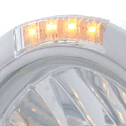 Stainless Steel Bullet Half Moon Headlight H4 With 10 Amber LED & Signal - Clear Lens