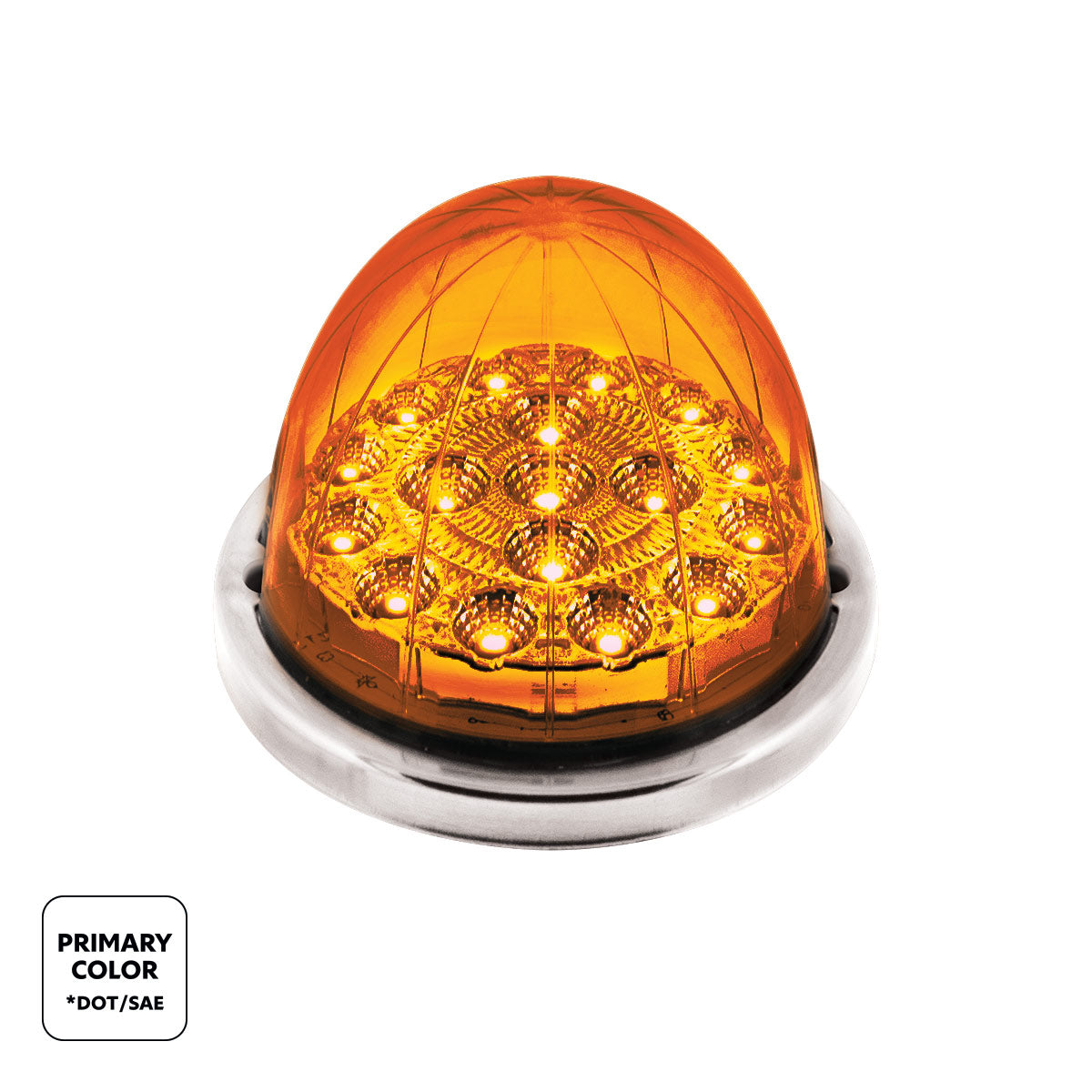 17 LED Watermelon Dual Function Double Fury Light Flush Mount Kit With Low Profile SS Bezel- Amber & Green LED