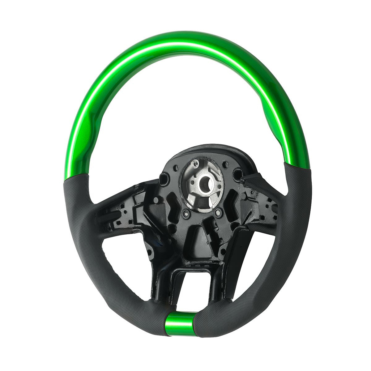 18" YourGrip Leather & Wood Candy Color Steering Wheel For 2012-2021 PB 579&2013-2021 KW T680-Emerald Green