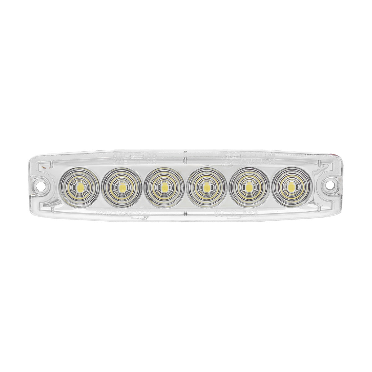 6 High Power LED Super Thin Warning Light - White LED/Clear Lens (Bulk)