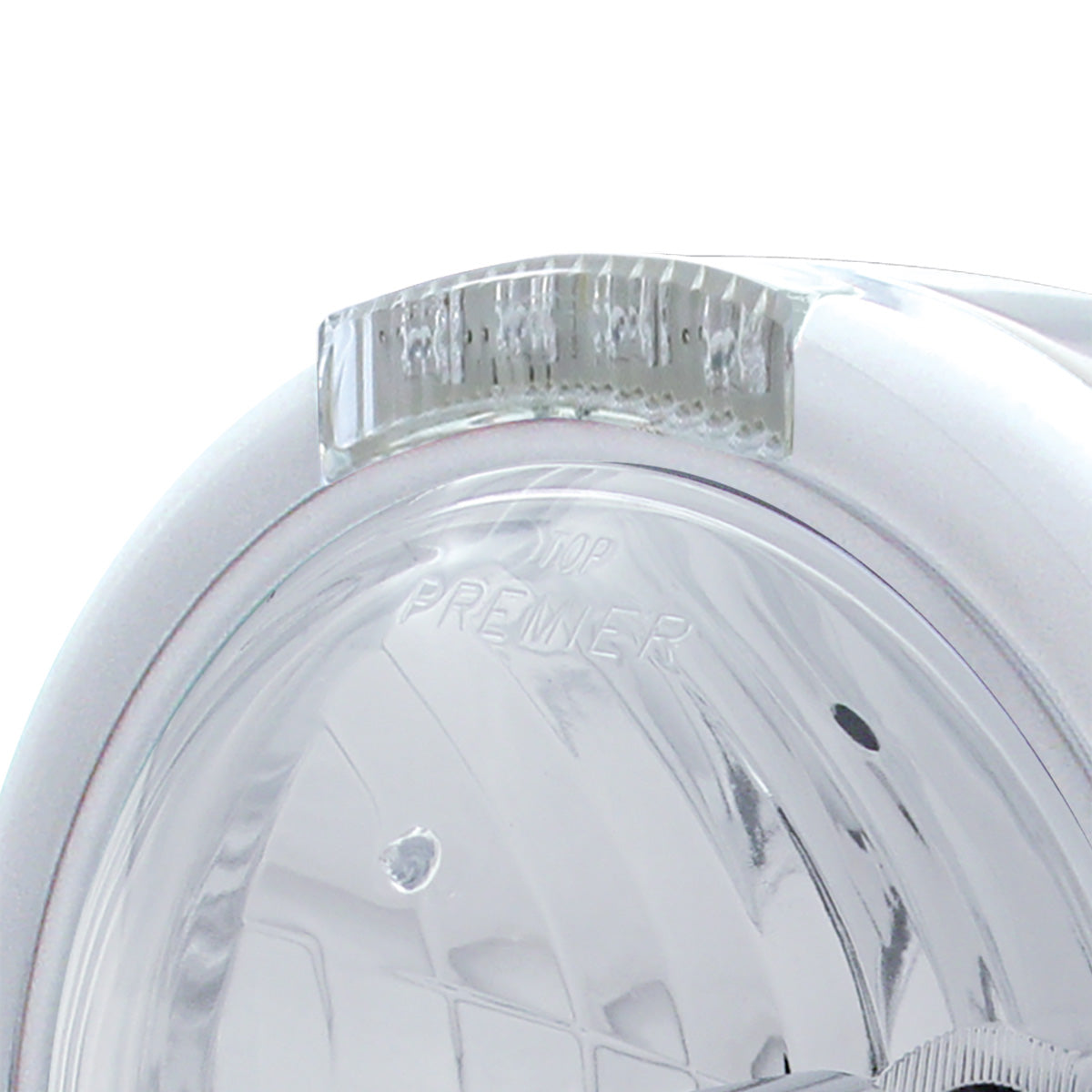 Stainless Steel Classic Half Moon Headlight Crystal H4 Bulb & LED Turn Signal - Clear Lens