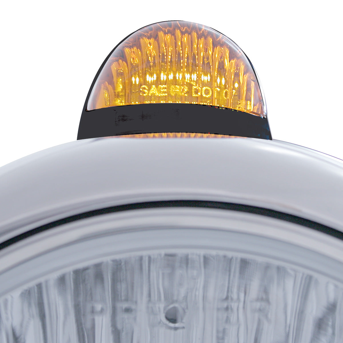 Black Guide 682-C Headlight 6014 & Dual Mode LED Signal - Amber Lens