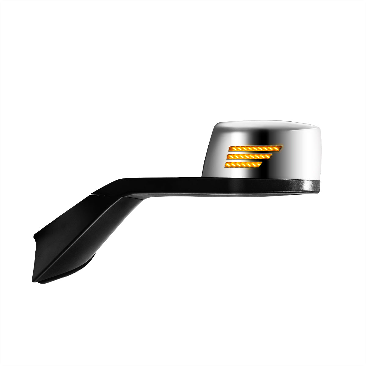 Chrome Hood Mirror Assembly With Sequential LED Turn Signal For 2018-2024 Volvo VNL - Driver