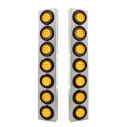 SS Front Air Cleaner Bracket With 14X 9 LED 2" Lights Bezel For KW Trucks -Amber LED & Lens