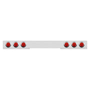 Chrome 1 Piece Rear Light Bar With Six 7 LED 4" Reflector Lights & Visors - Red LED/Red Lens