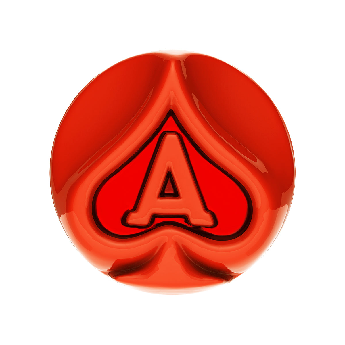 Ace Of Spades Air Valve Knob - Cadmium Orange With Gloss Red Inlay