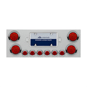 SS Rear Center Panel With 4X 7 LED 4" Reflector Lights & 6X 9 LED 2" Lights & Visors -Red LED & Lens