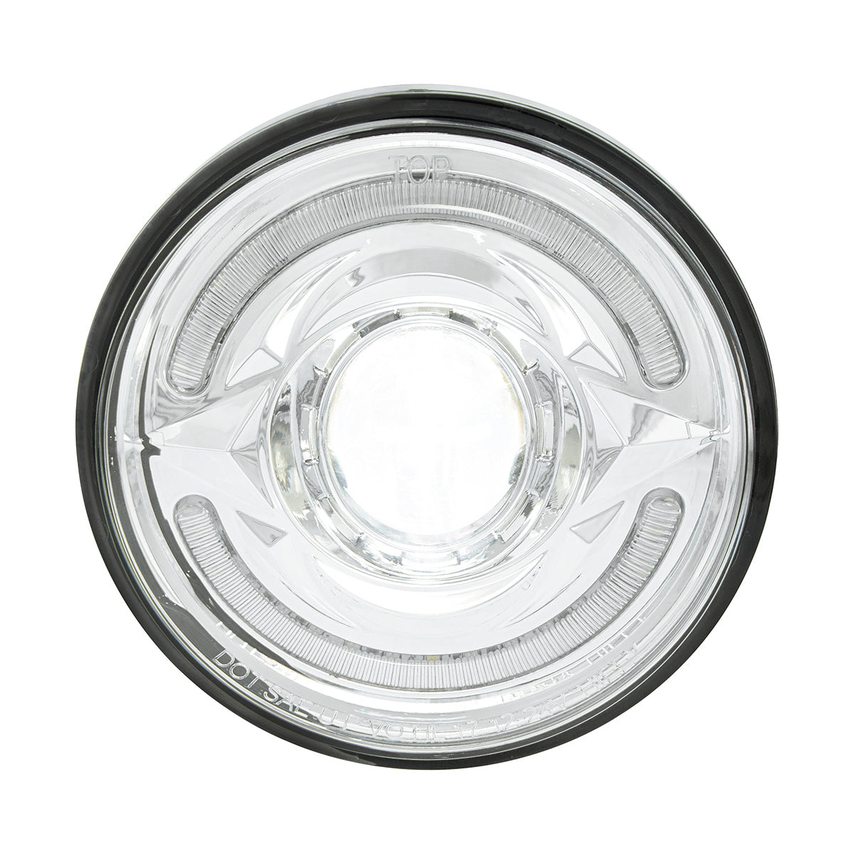 ULTRALIT- LED 5-3/4" Round Headlight With 60 LED Dual Color Light Bar, Amber & White LED - High Beam