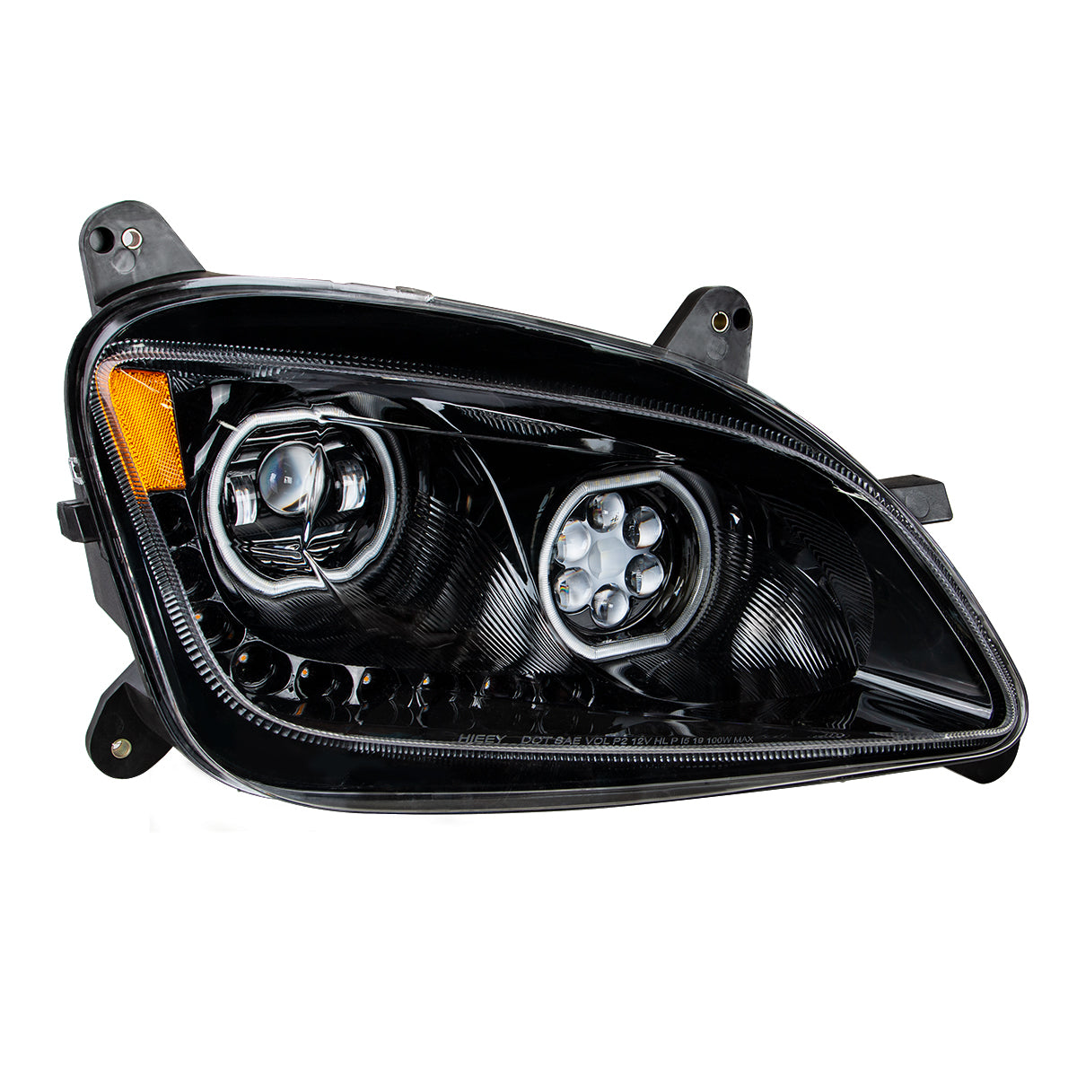 Black 10 LED Headlight For Peterbilt 587 (2010-2016) & 579 (2012-2021) - Passenger Side