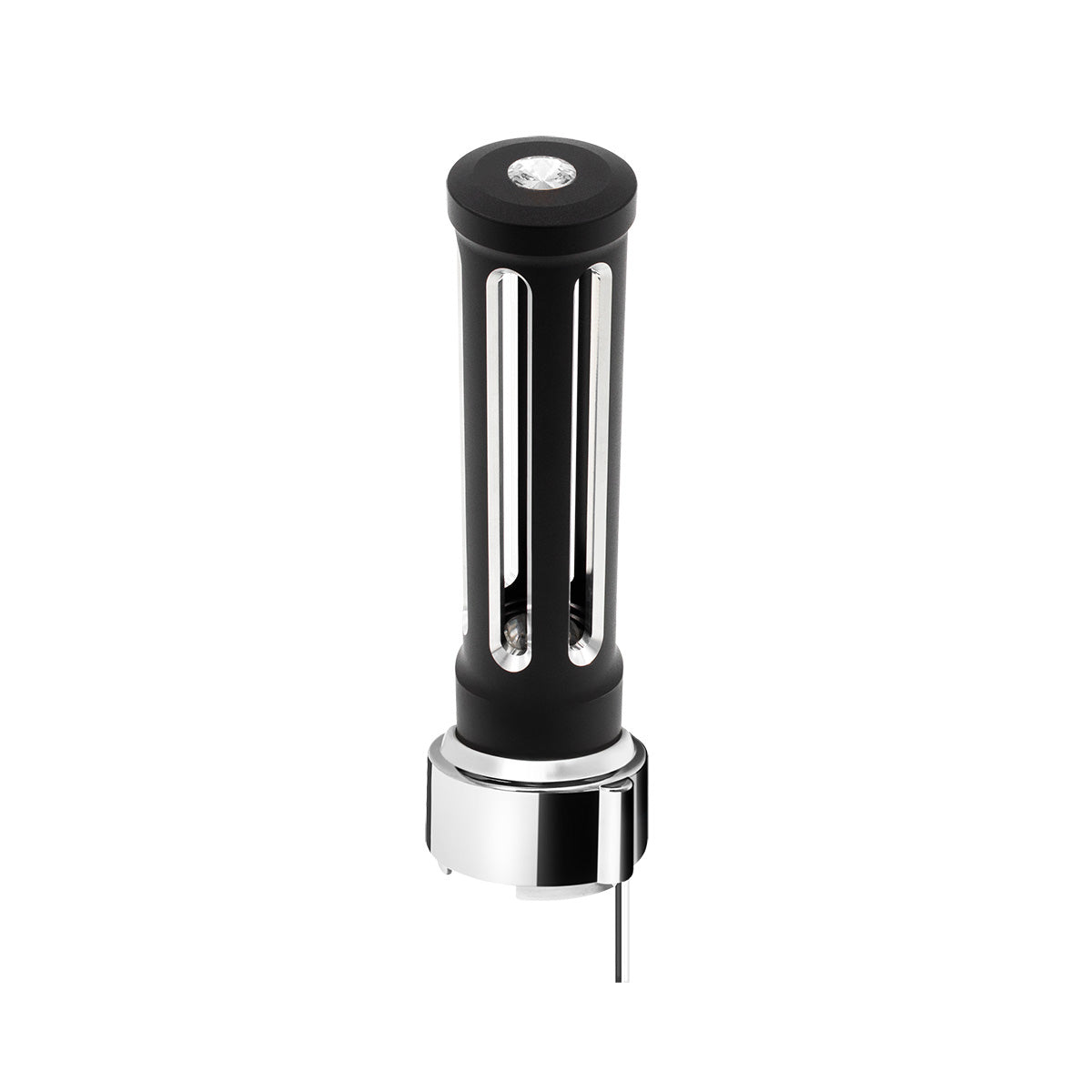 Thread-On Matte Black Sonoma Style Gearshift Knob With LED 9/10 Speed Adapter-Clear Crystal/White LED