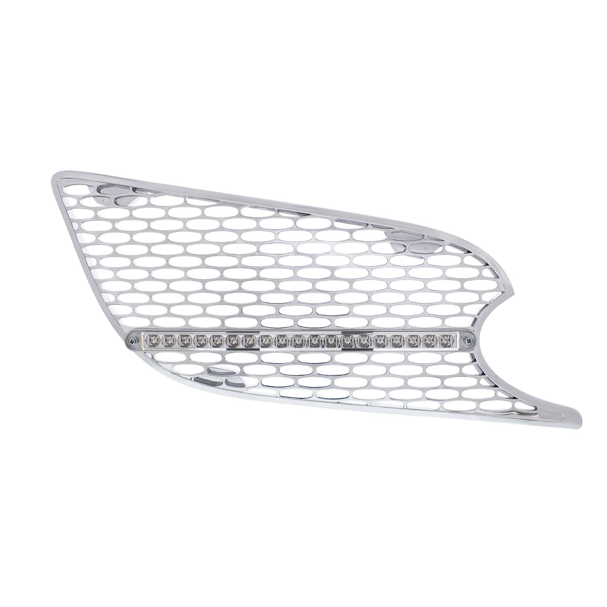 Chrome Air Intake Grille W/Reflector LED Light For 2012-2021 Peterbilt 579 (Passenger) - Amber LED/Clear Lens