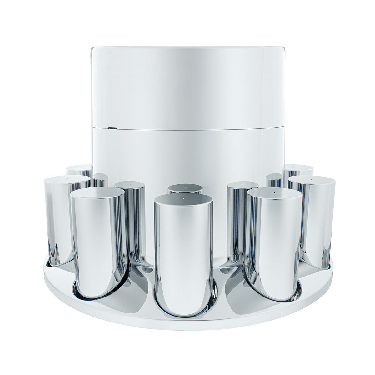 Chrome Plastic Extra Tall Flat Top Rear Axle Cover With 33mm Thread-On Tall Cylinder Nut Covers