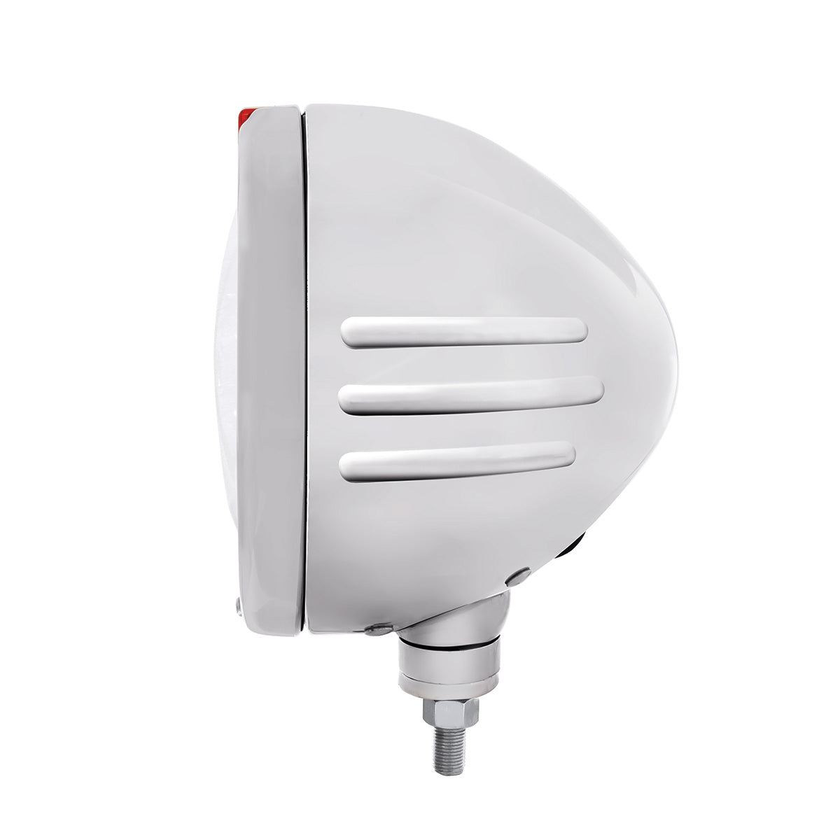 Stainless Steel Bullet Embossed Stripe Headlight 11 LED Bulb & Dual Mode LED Signal-Amber Lens