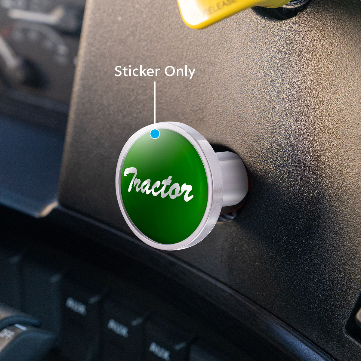 "Tractor" Glossy Air Valve Knob Candy Color Sticker - Emerald Green