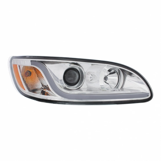 Chrome Projection Headlight W/LED Dual Function Light Bar For PB 386 (2005-2015) & 387 (1999-2010) - Passenger