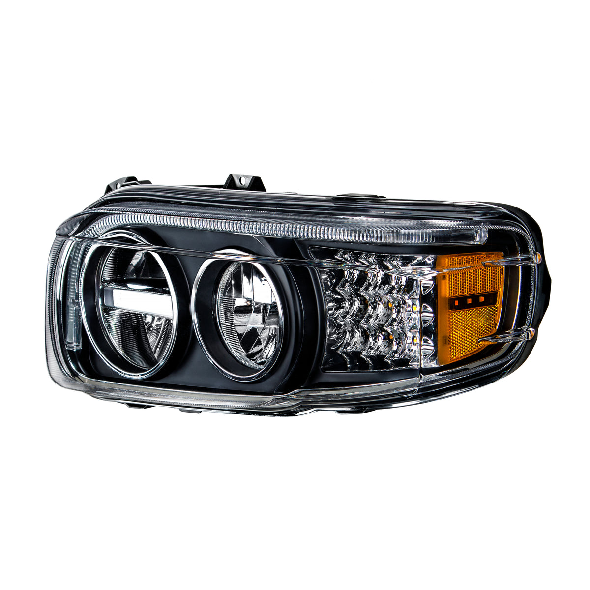 Blackout LED Headlight With LED Turn & Position Light Bar For 2008-2023 Peterbilt 389- Driver