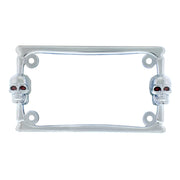 Two Skull Motorcycle License Plate Frame - Chrome