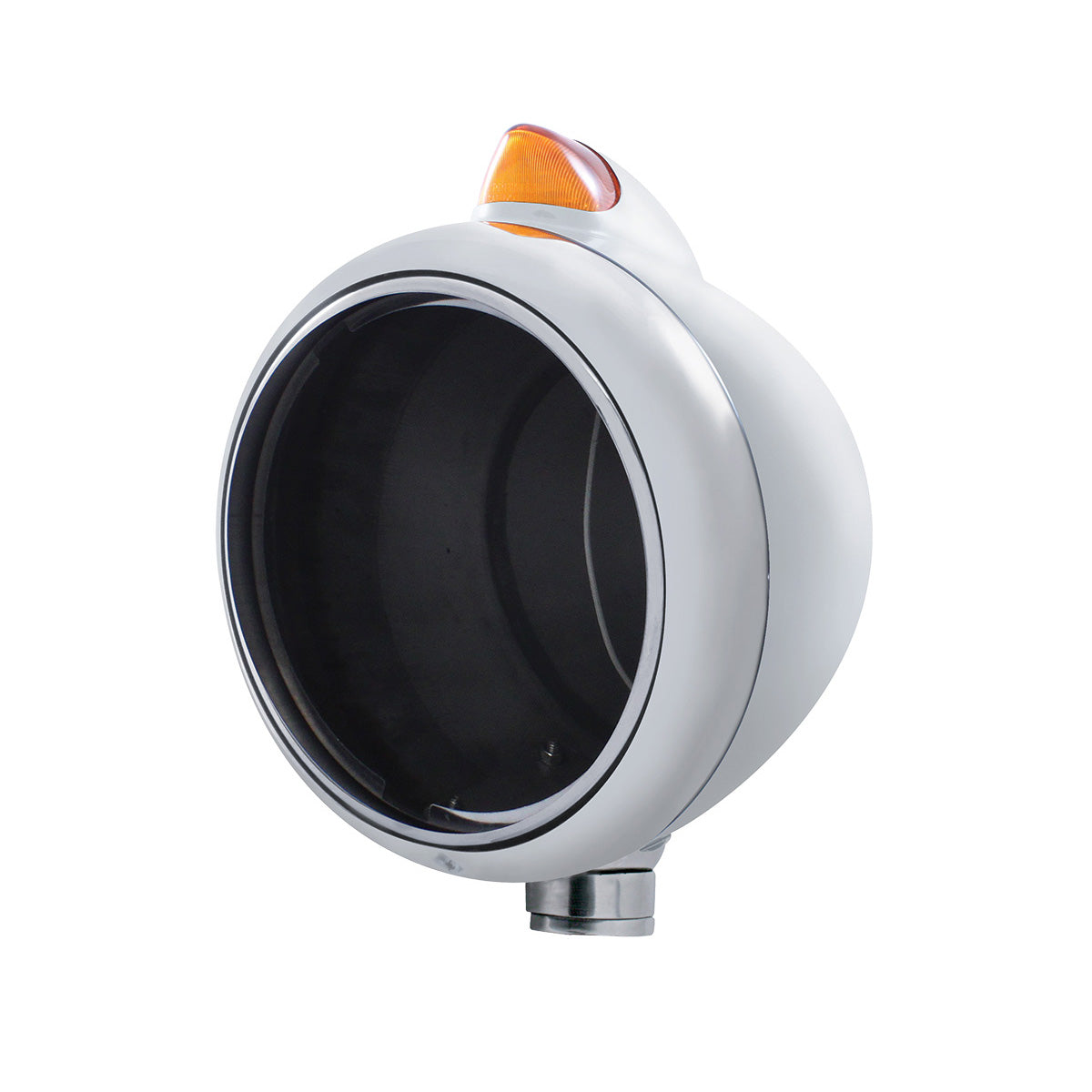 Stainless Steel Guide 682-C Headlight No Bulb & Original Style LED Signal-Amber Lens