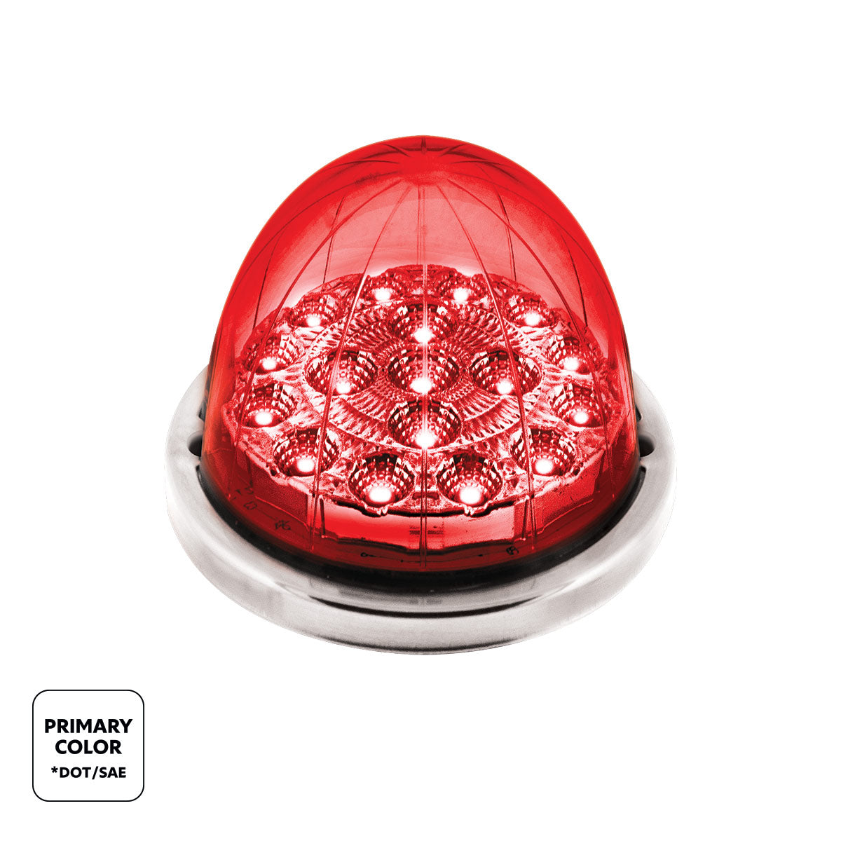 17 LED Watermelon Dual Function Double Fury Light Flush Mount Kit With Low Profile SS Bezel-Red & White LED