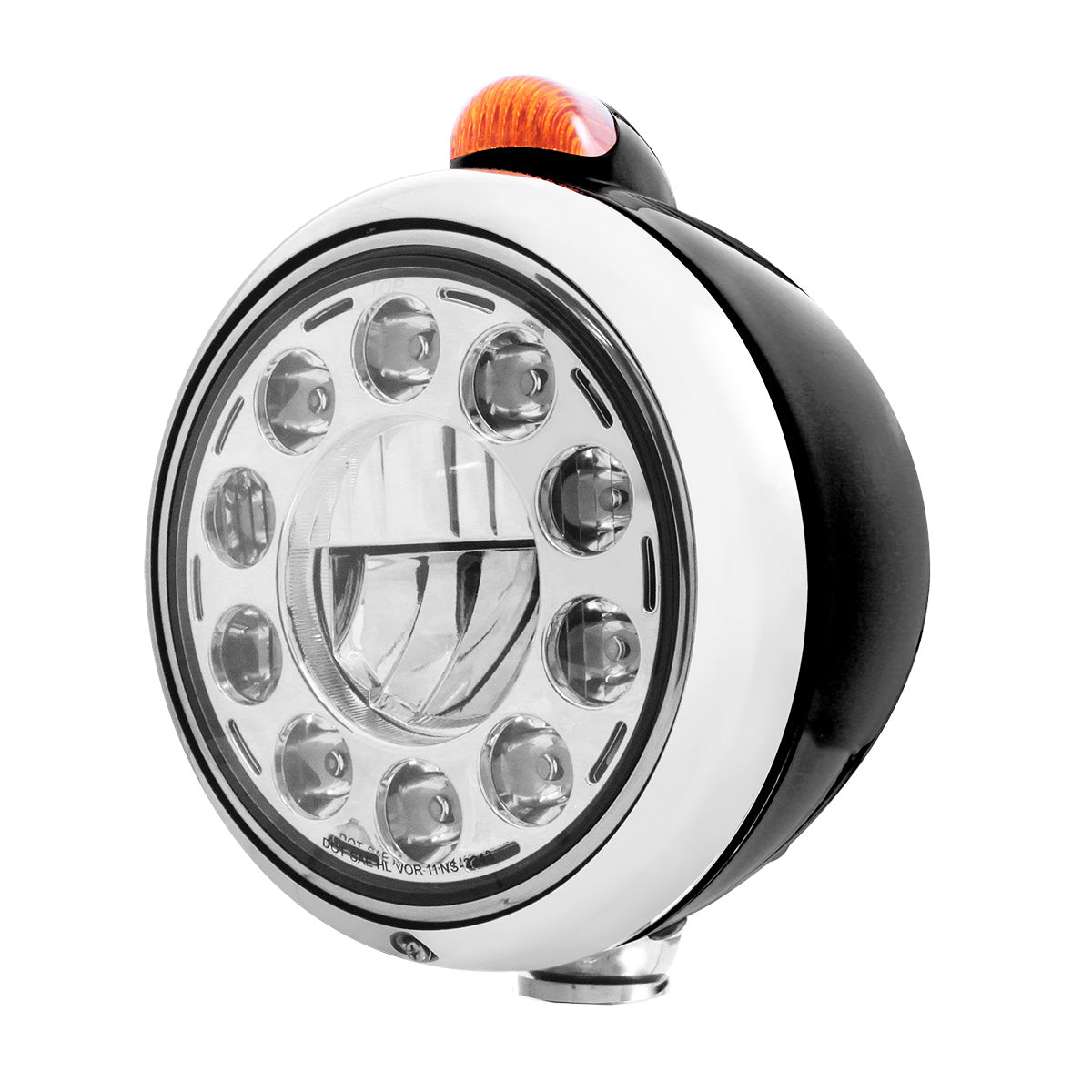 Black Guide 682-C Headlight 11 LED Bulb & Dual Mode LED Signal - Amber Lens